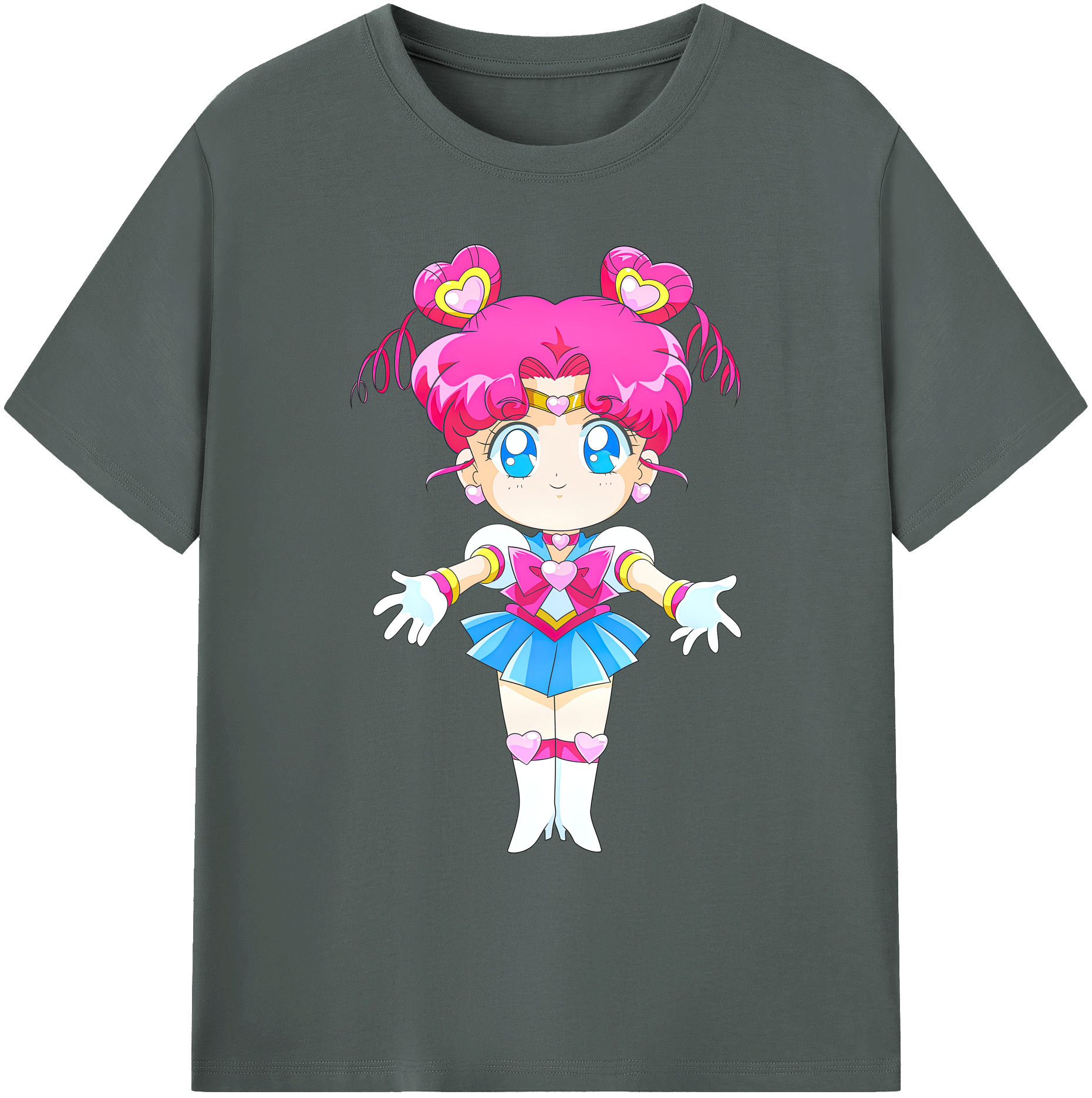 （画像用） 美少女戦士セーラームーン ちびうさ Sailor Moon Chibiusa Tsukino Usagi Small Lady Serenity 綿100％ メンズ半袖Tシャツ｜肌触りやわらか＆通気性
